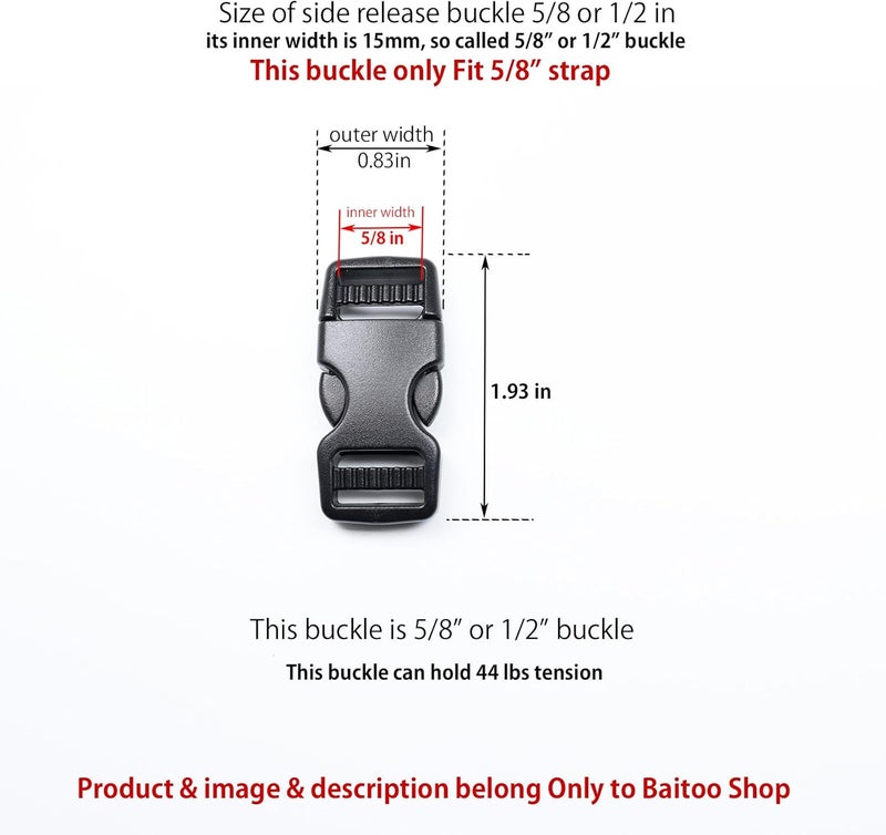 Baitoo Side Release Buckles Heavy Duty Plastic Buckle Snap Clips Clasps Backpack Buckle Replacement for Strap - Image 2